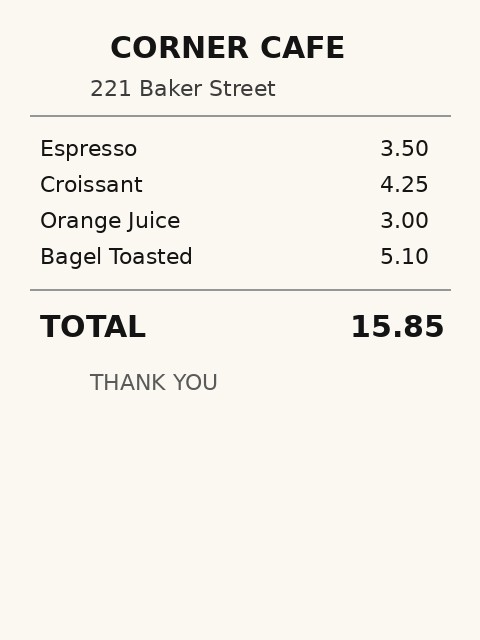 Receipt example