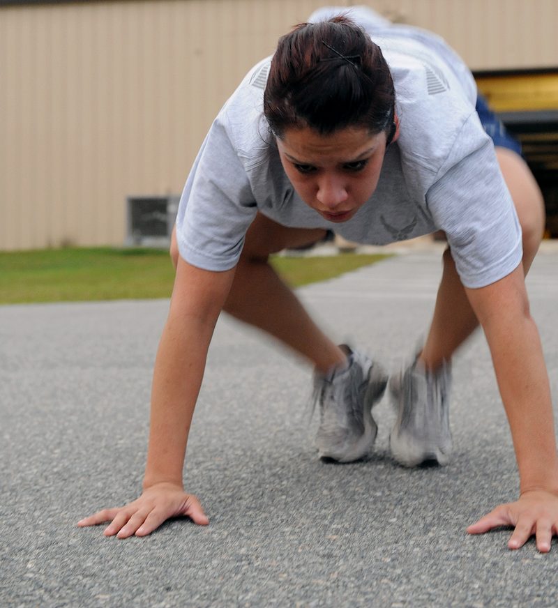 One person in an athletic pose example